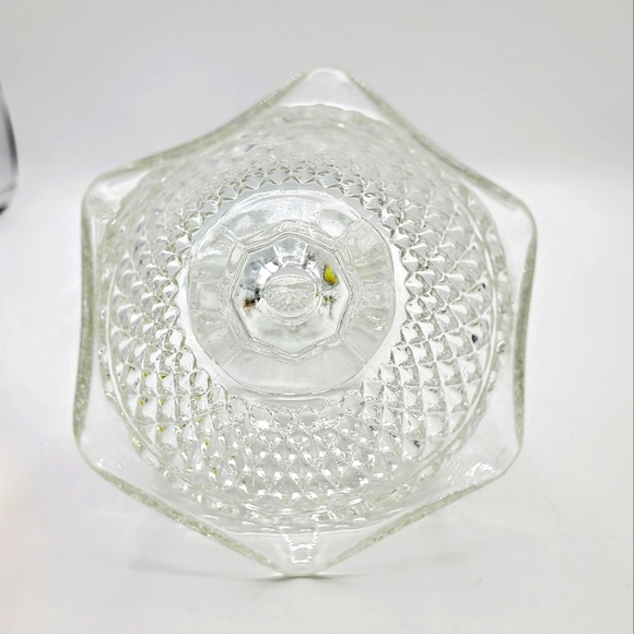 Indiana Glass Diamond Point Hobnail Pressed Glass Mayonnaise Condiment Set Vtg - Picture 5 of 8